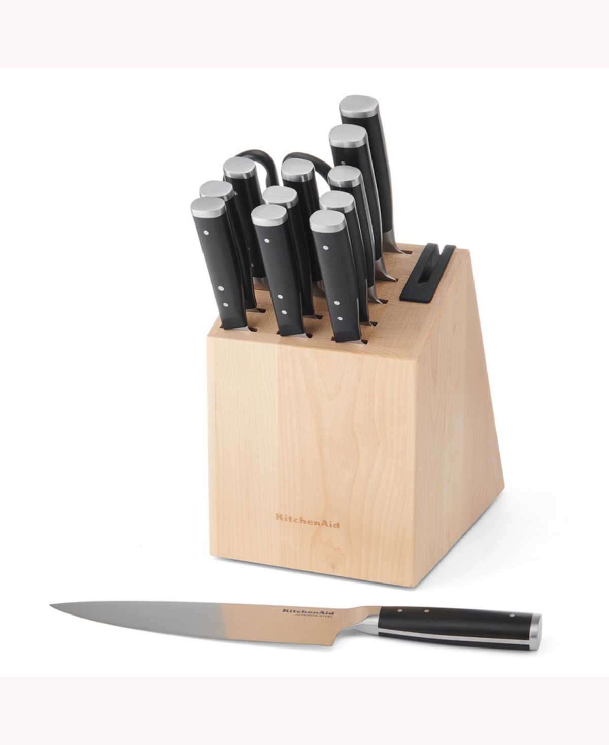 Shop Kitchenaid Hdl Plastic 14-pc. Triple Rivet Knife Block Set With Built In Knife Sharpener In Natural
