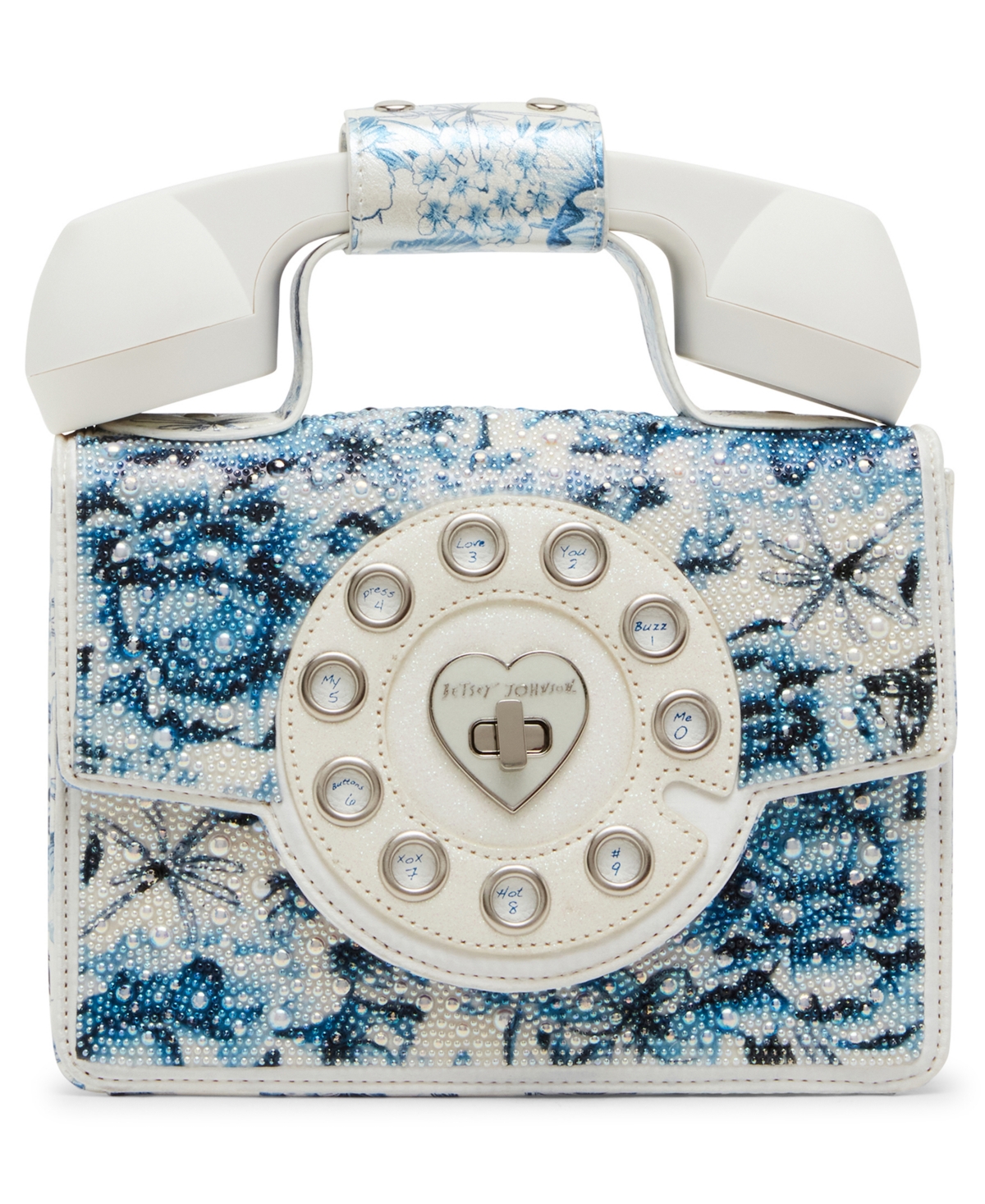 Betsey Johnson Toile Imitation Pearl Phone In Blue Multi