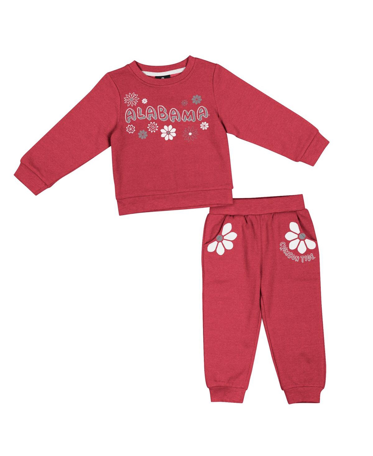 Shop Colosseum Girls Toddler  Crimson Alabama Crimson Tide Flower Power Fleece Pullover Sweatshirt & Pants