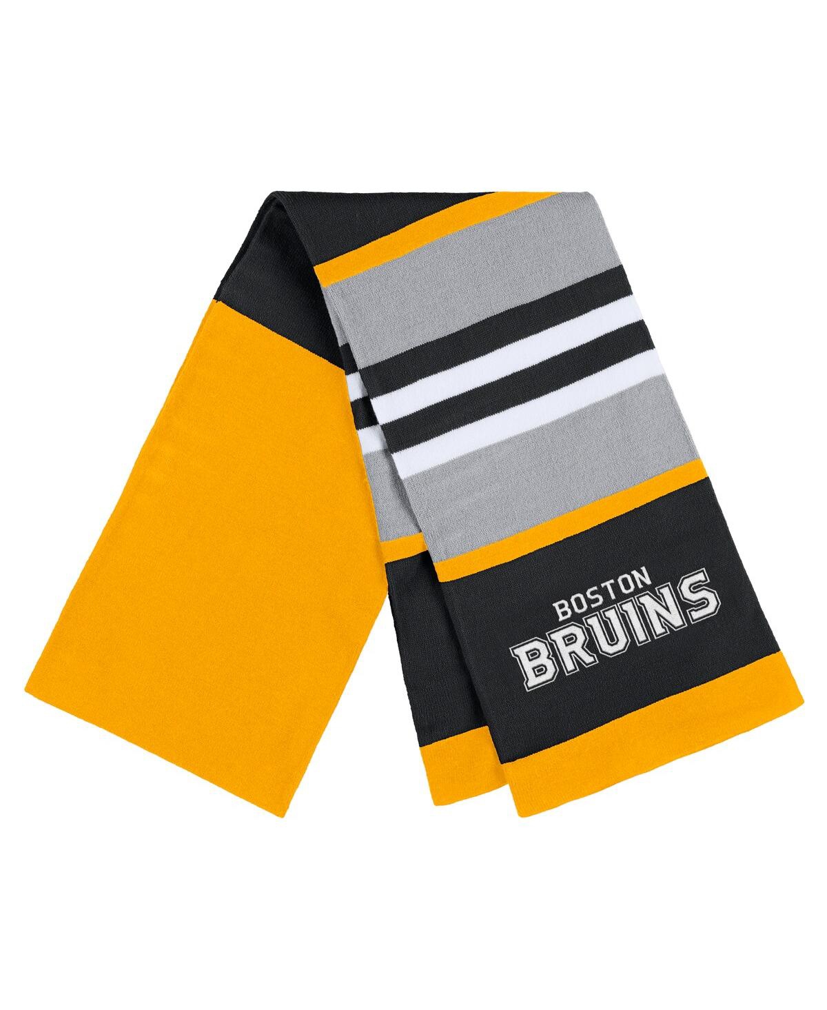 Shop Wear By Erin Andrews Women's  Boston Bruins Stripe Glove And Scarf Set In Yellow