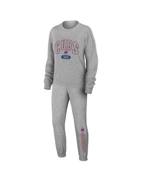 WEAR by Erin Andrews Women's Gray Chicago Cubs Knitted T-shirt and Pants Lounge Set