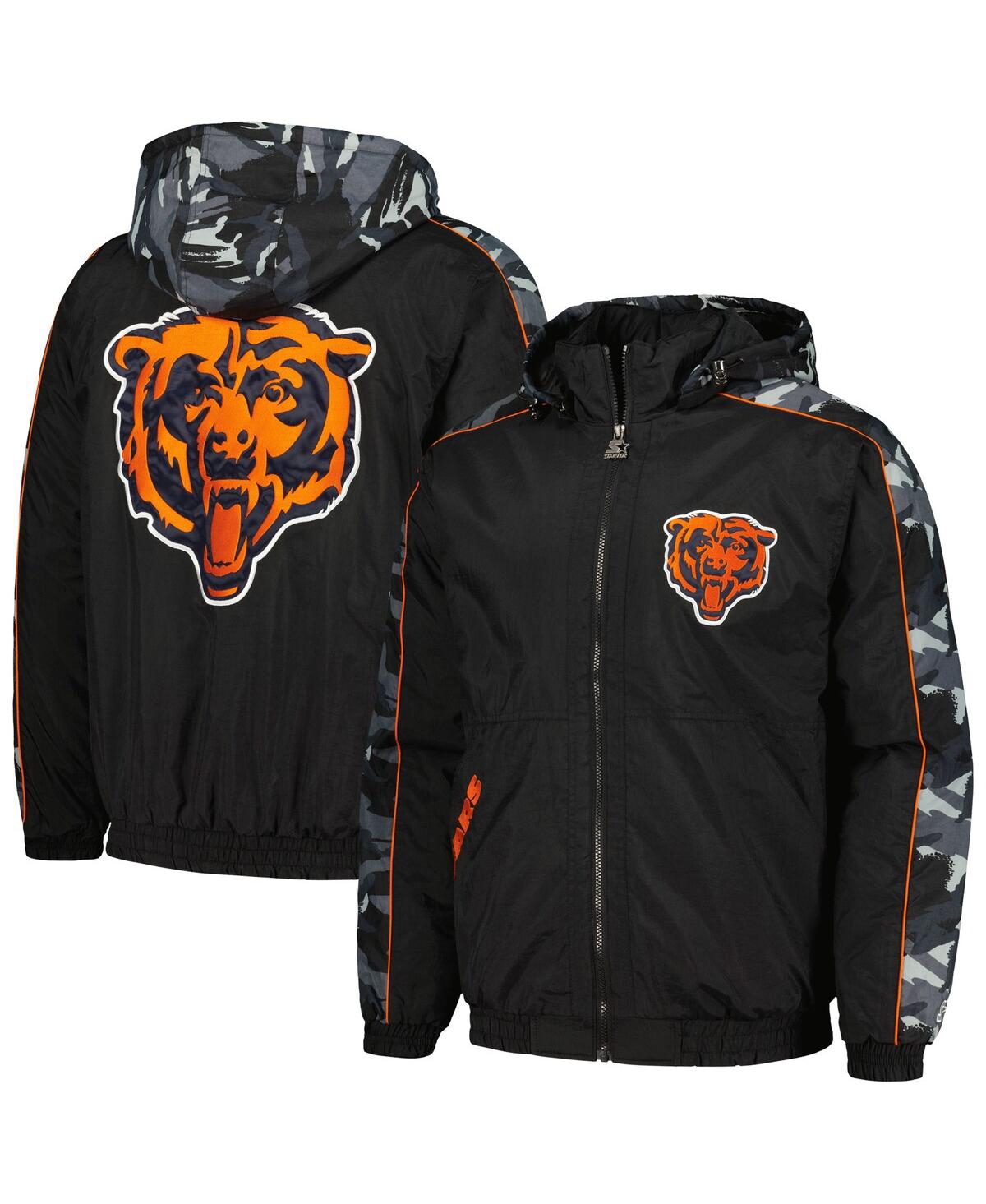 Shop Starter Men's  Black Chicago Bears Thursday Night Gridiron Full-zip Hoodie Jacket