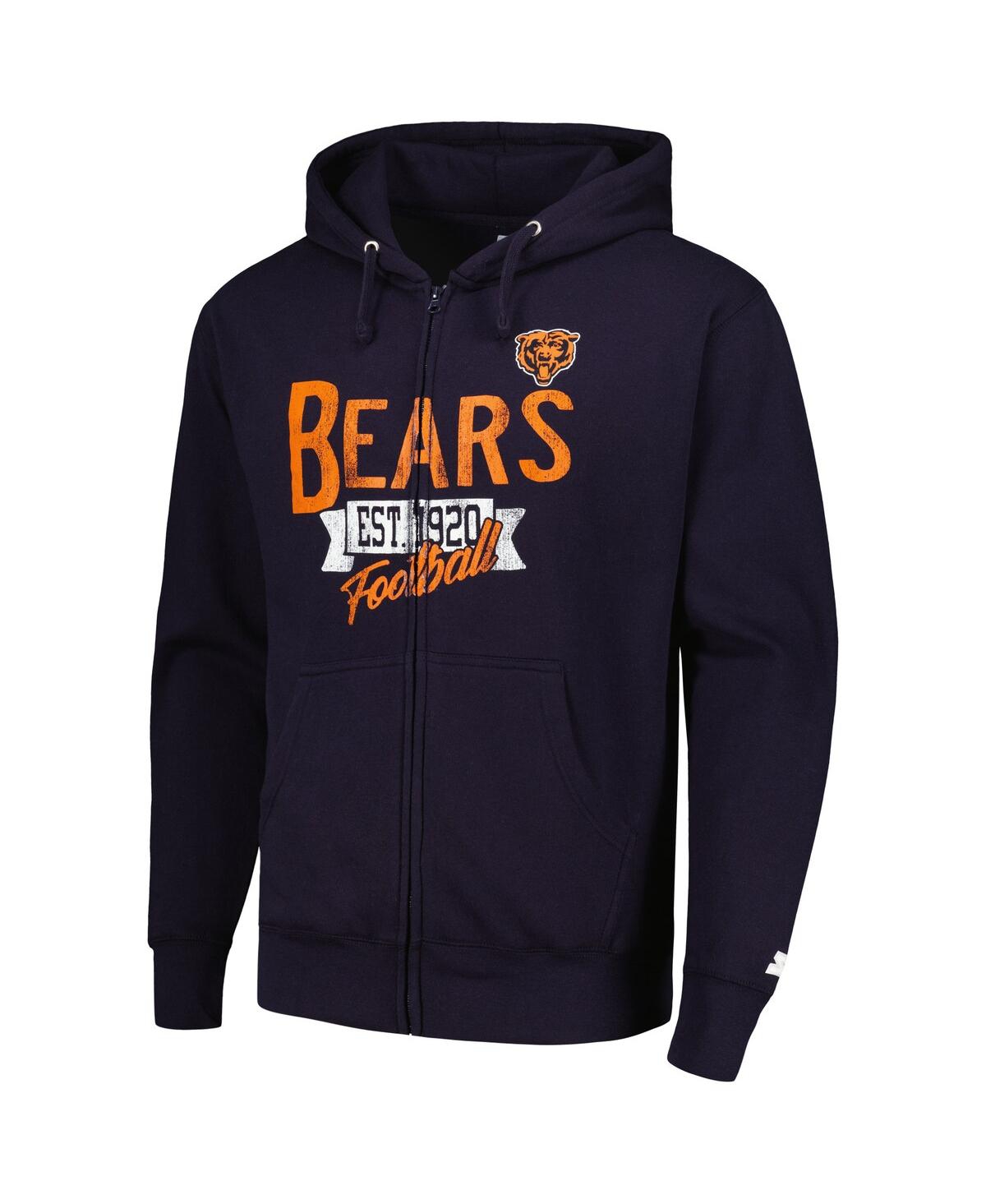 Starter Navy Chicago Bears Domestic Post Season Full-zip Hoodie In Navy