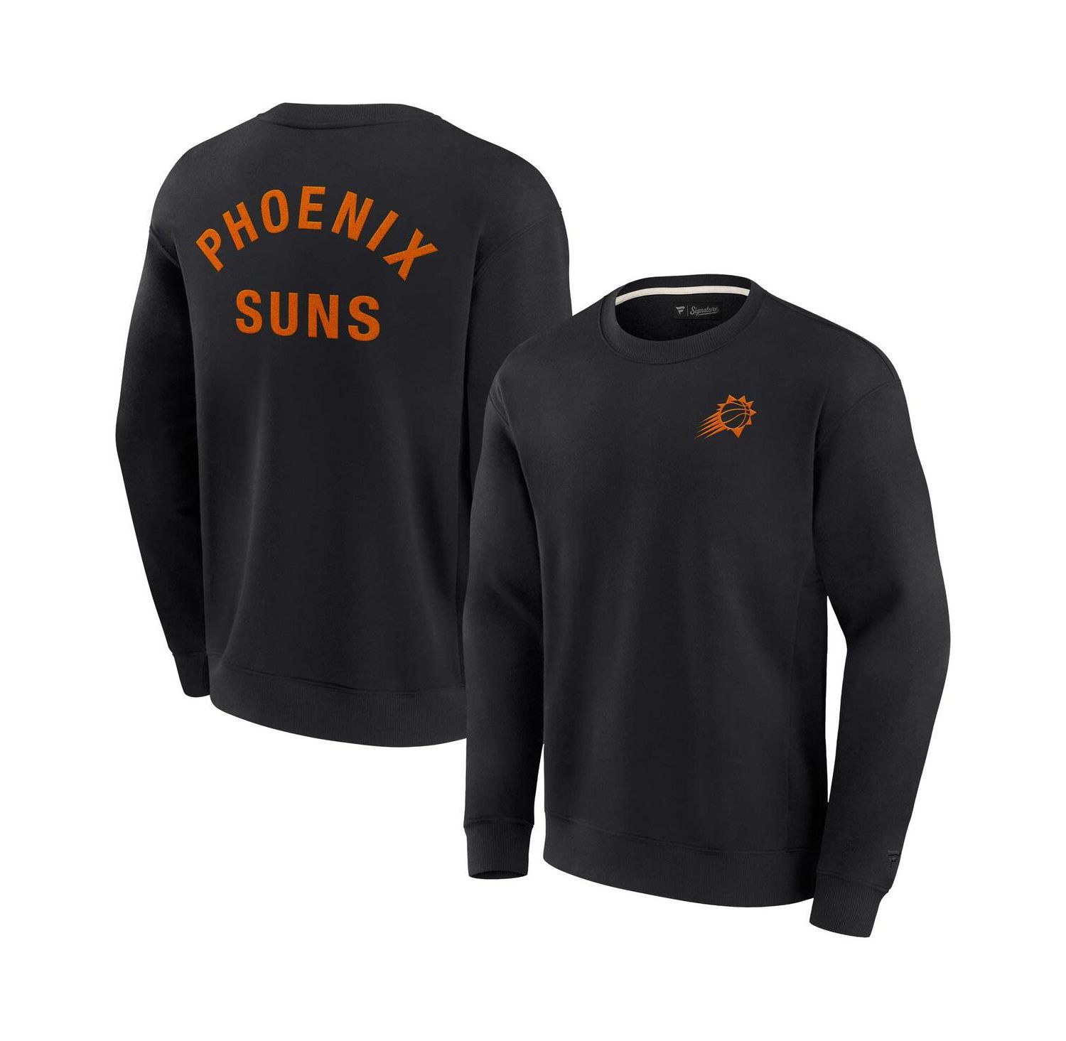 Men's and Women's Black Phoenix Suns Super Soft Fleece Oversize Arch Crew Pullover Sweatshirt