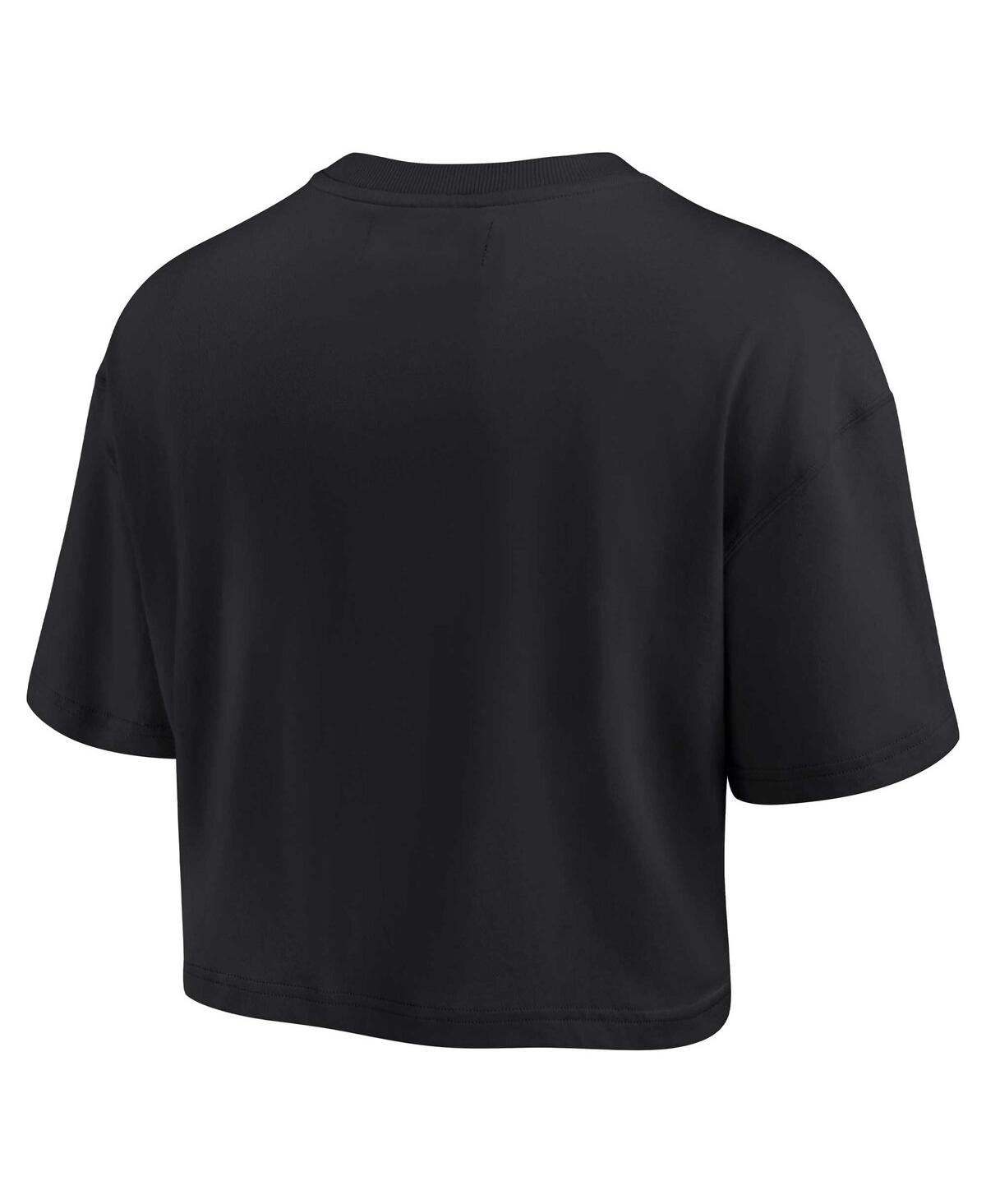 Fanatics Signature Black Boston Celtics Super Soft Boxy Cropped T-shirt In Black