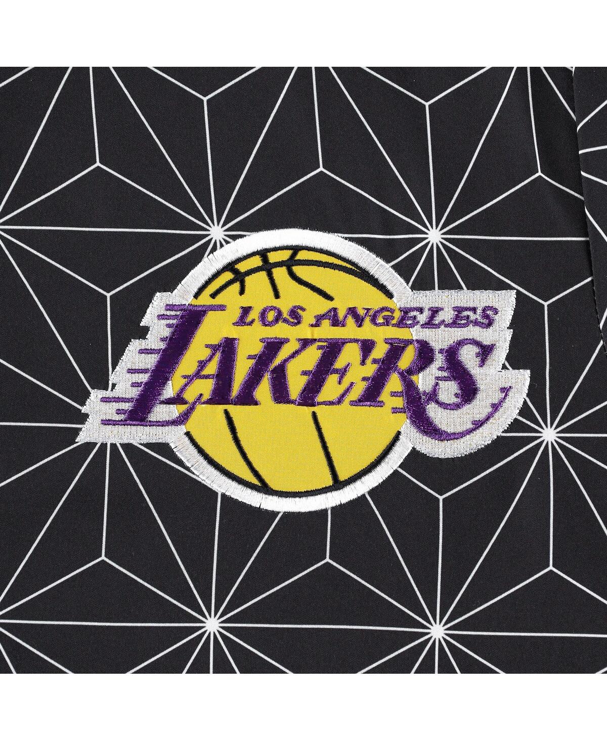 Starter Black Los Angeles Lakers In-field Play Fashion Satin Full-zip Varsity Jacket In Black