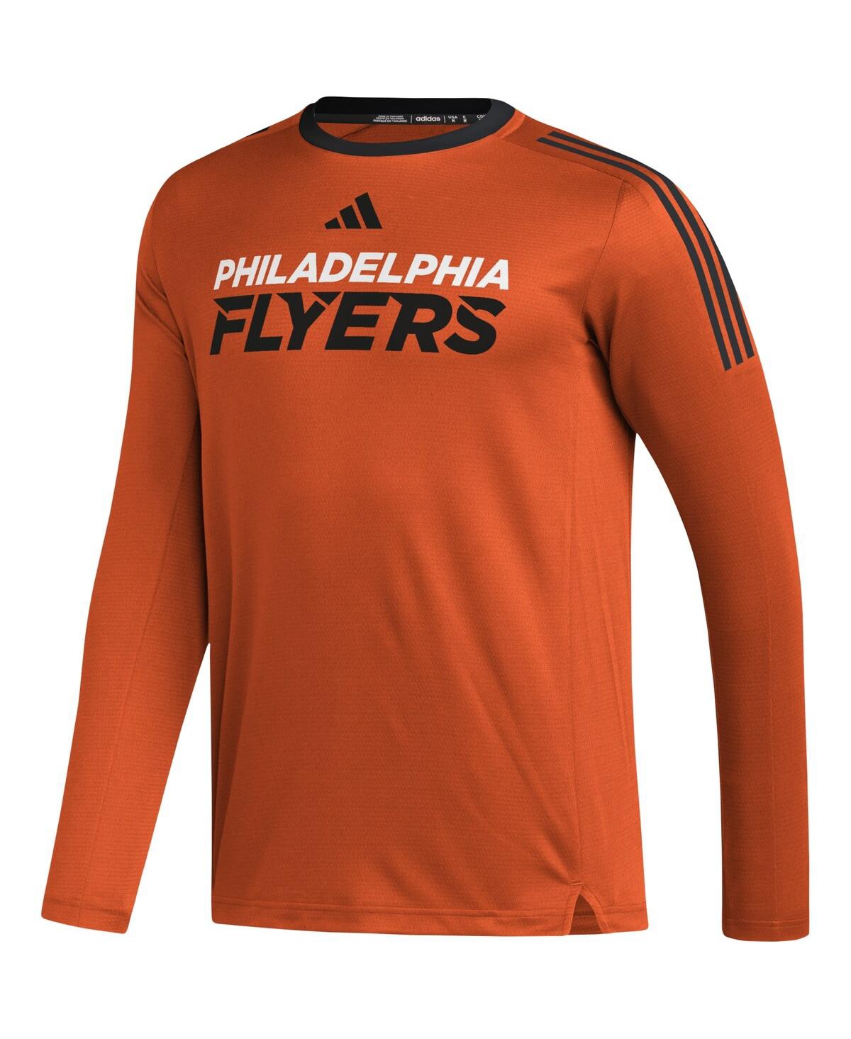 Shop Adidas Originals Men's Adidas Orange Philadelphia Flyers Aeroready Long Sleeve T-shirt