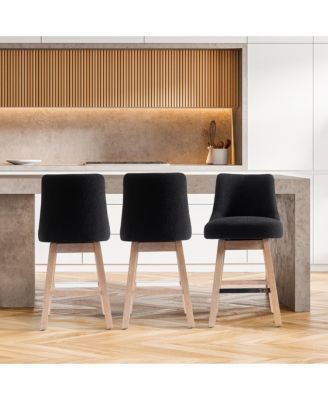 26" Upholstered Swivel Counter Height Bar Stools (Set of 3)