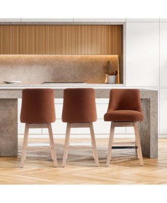 26" Upholstered Swivel Counter Height Bar Stools (Set of 3)