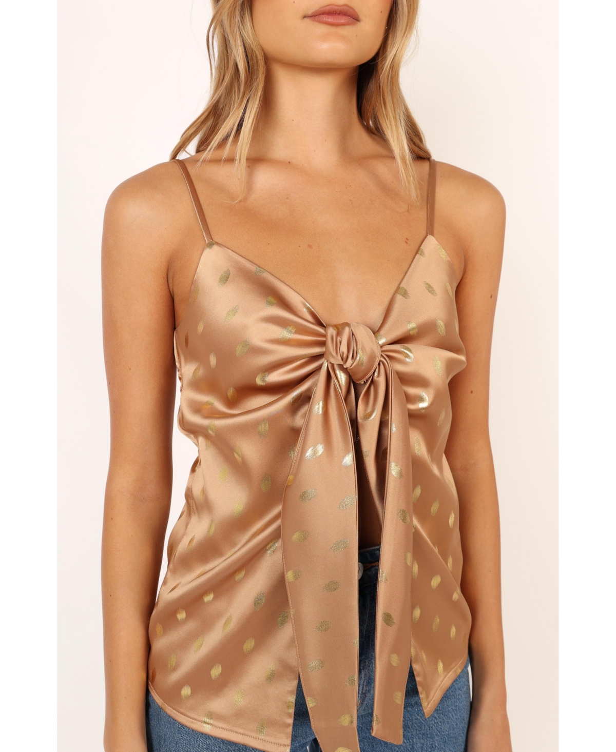 Women's Leif Tie Front Cami - Bronze/Gold - Bronze/gold