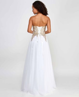 Juniors' Strapless Embellished Ballgown, Created for Macy's