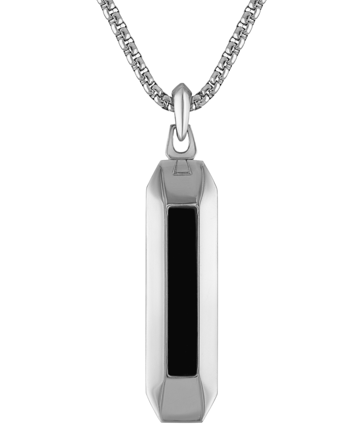 Bulova Stainless Steel Gemstone Pendant Necklace, 24" + 2" Extender In Metallic