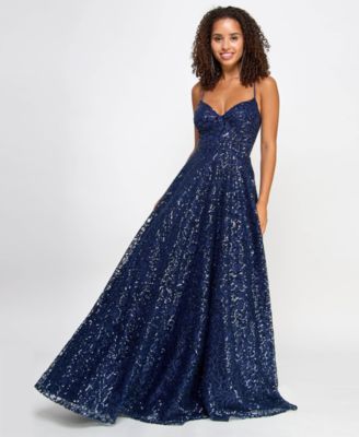 Say Yes Juniors' Sequin Lace-Back Ball Gown, Created for Macy's
