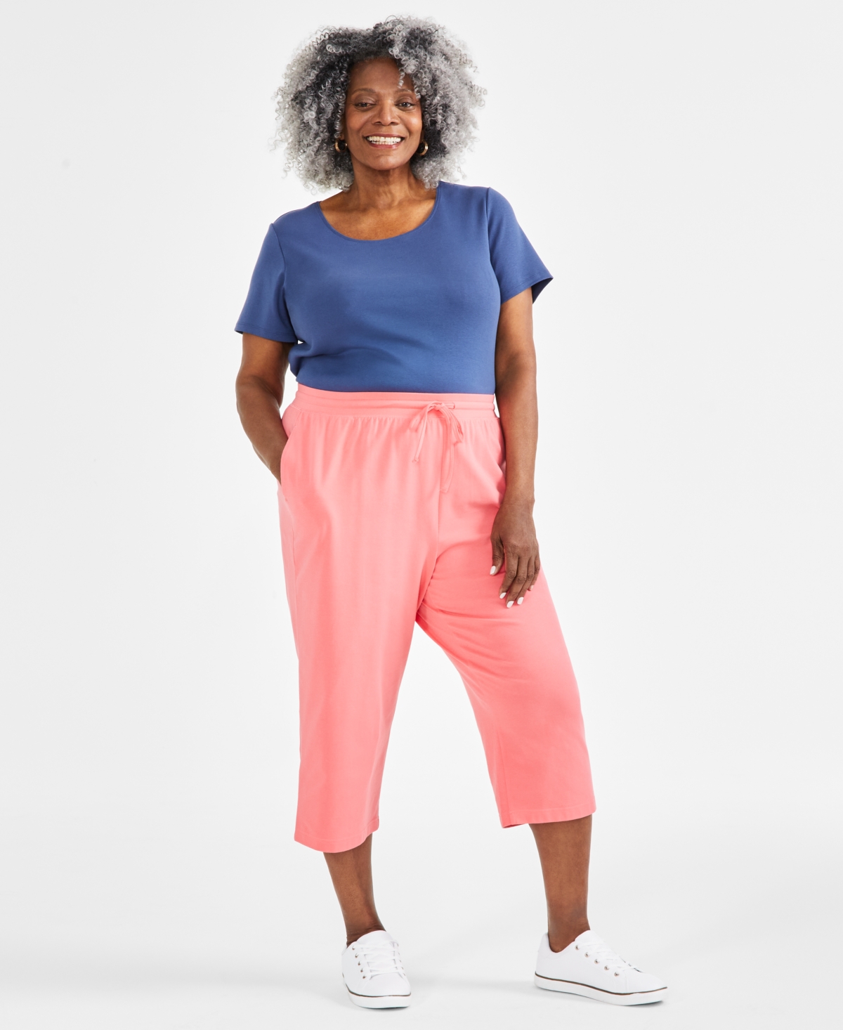 Style & Co Plus Size Knit Pull-on Capri Pants, Created For Macy's In Fresh Coral