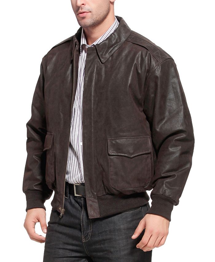 Landing Leathers Men A-2 Distressed Leather Flight Bomber Jacket - Tall ...