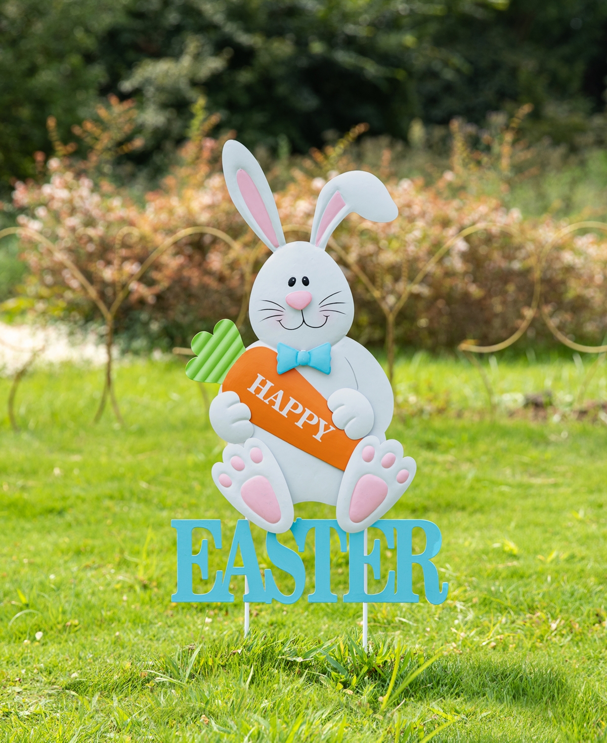 Glitzhome 30" H Easter Metal Bunny Yard Stake