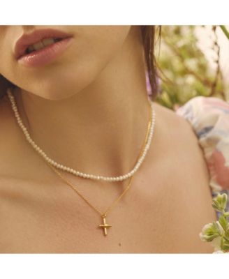 14k Gold Plated Linda Pearl Necklace Holiday Gift Idea