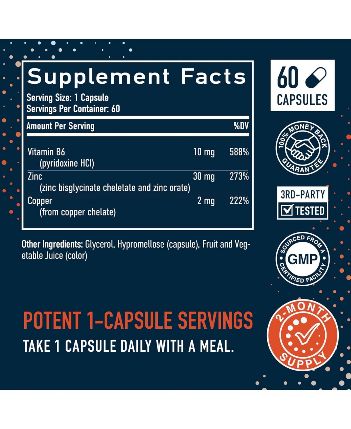 SMNutrition Zinc 30mg Microbeadlets with Copper | Highly Absorbable Zinc Bisglycinate & Orotate With 2mg Chelated Copper + Vitamin B6 | Gluten-Free |