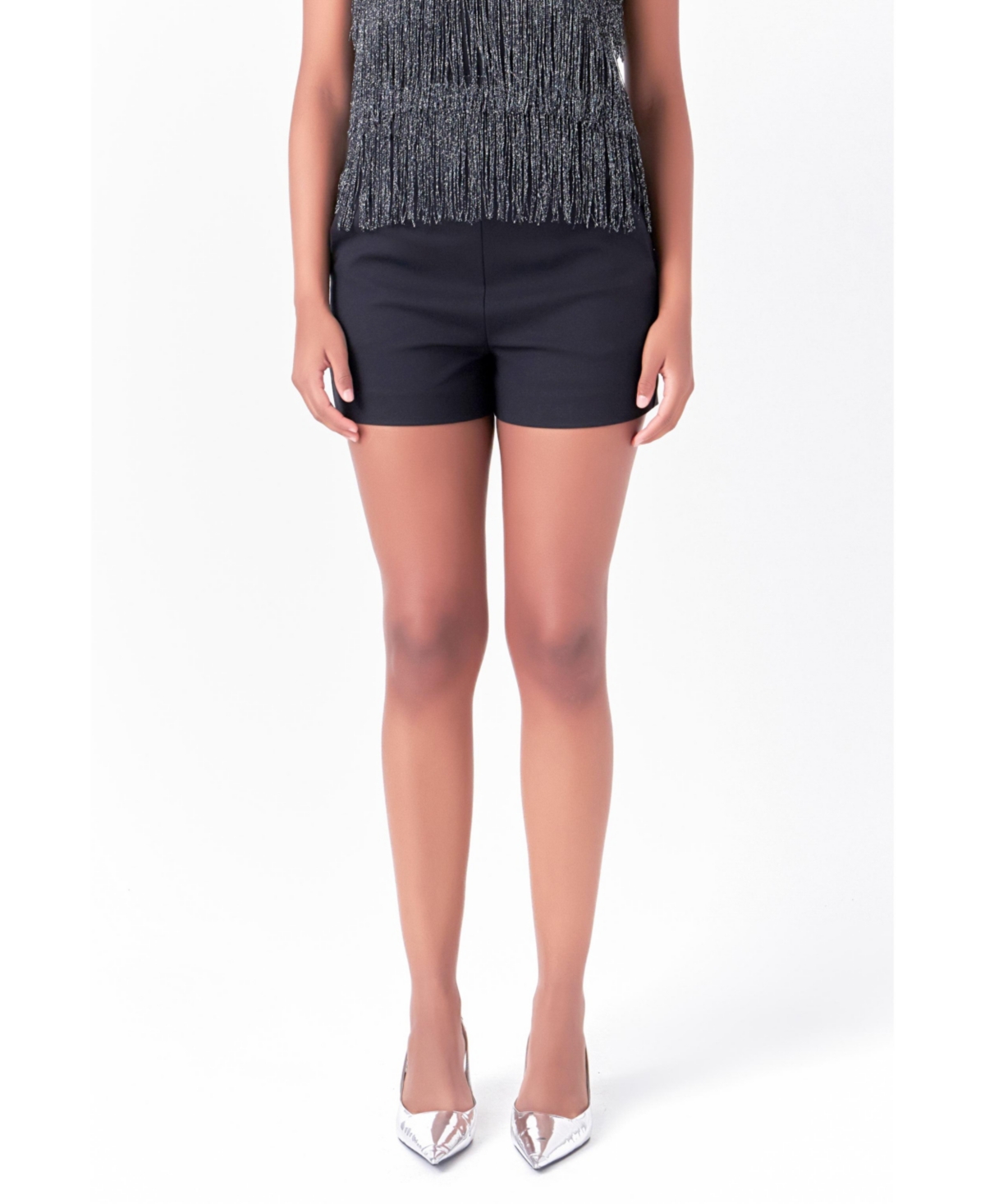 English Factory Women's High Waisted Mini Shorts In Black