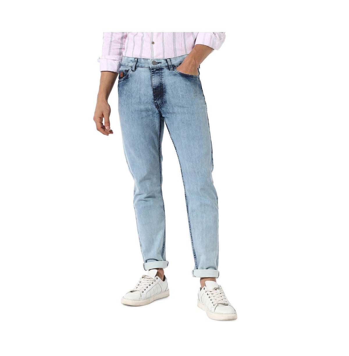 Men's Light-Wash Skinny Fit Denim Jeans - Light blue