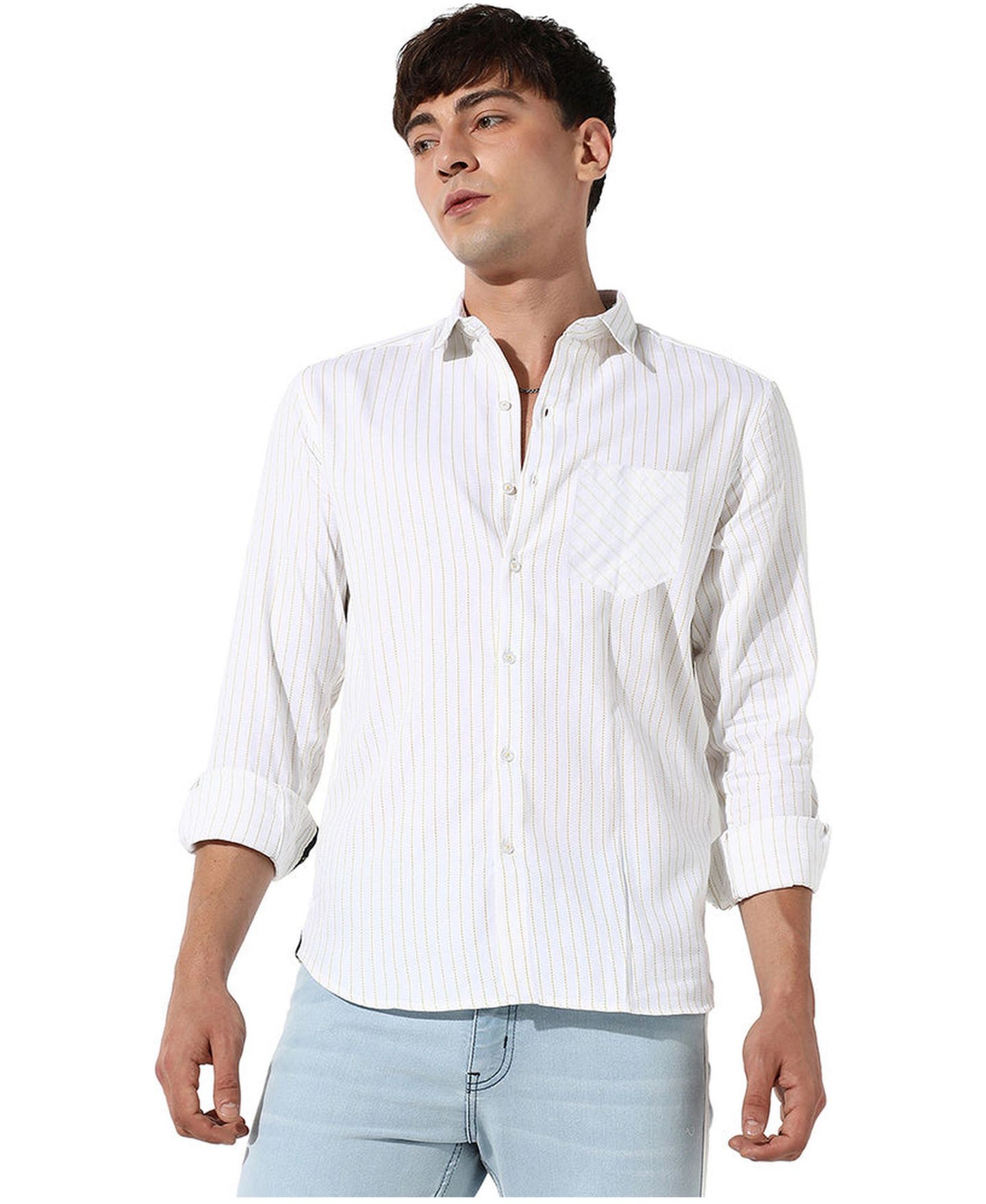 Мужская рубашка Cahoot White Chalk Striped, цвет: Белый — фото 1