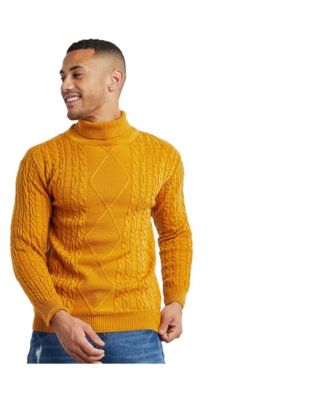 Campus Sutra Men s Mustard Yellow Relaxed Cable Knit Pullover Sweater Macy s