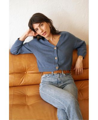 Women's Cotton Diana Crop Cardigan Sweater