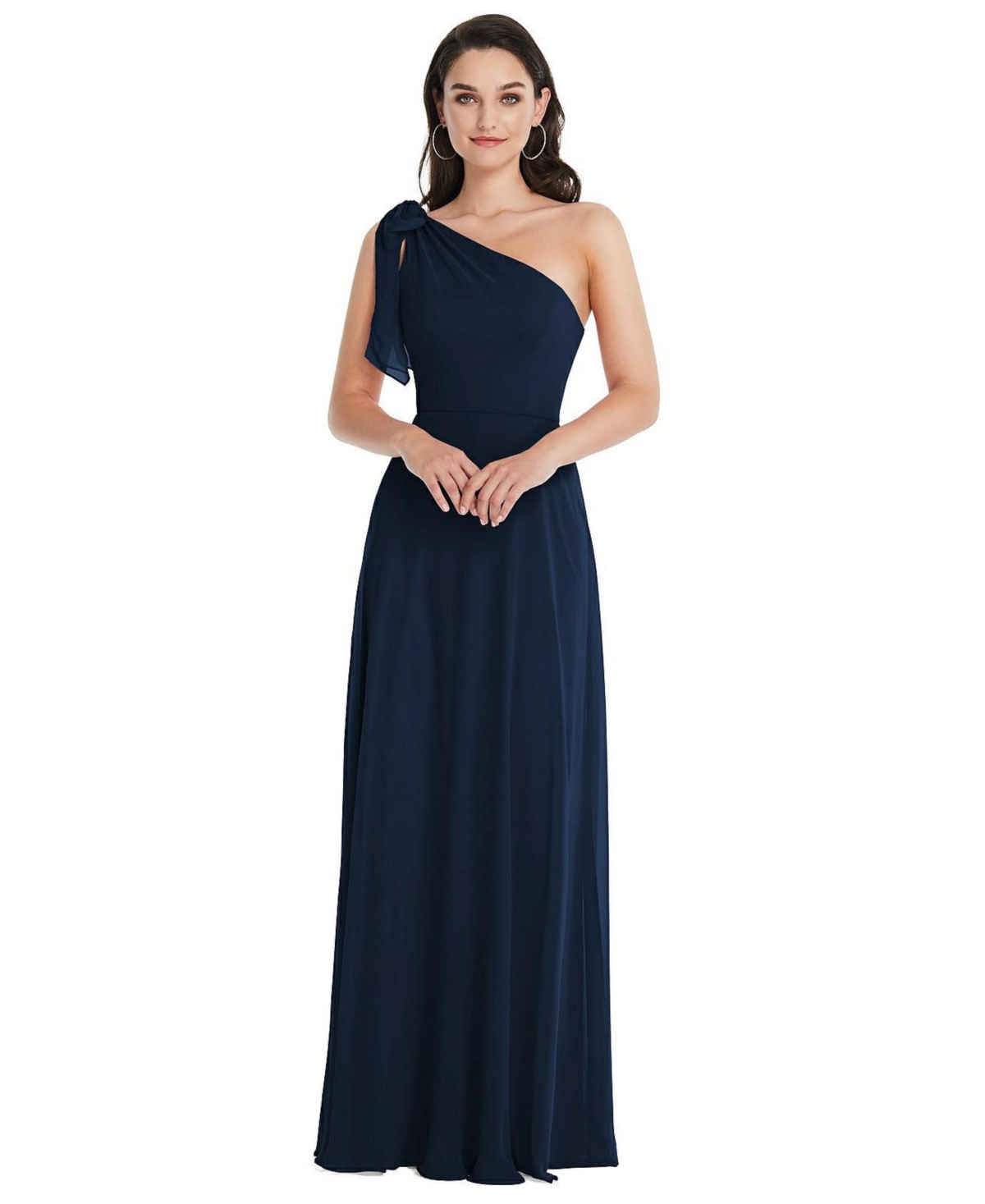 AFTER SIX WOMENS DRAPED ONE-SHOULDER MAXI DRESS WITH SCARF BOW