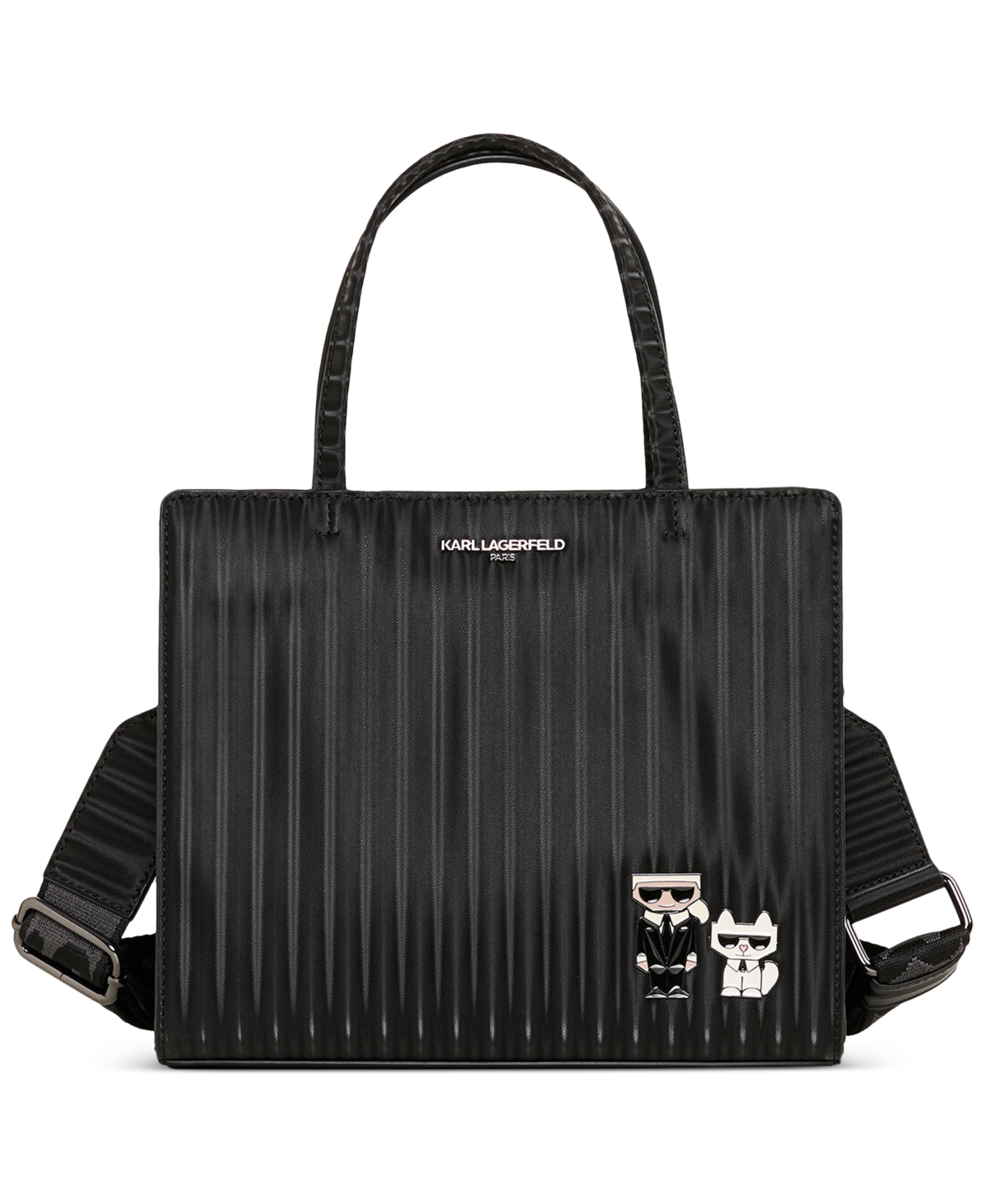 Karl Lagerfeld Maybelle Small Satchel In Black,silver