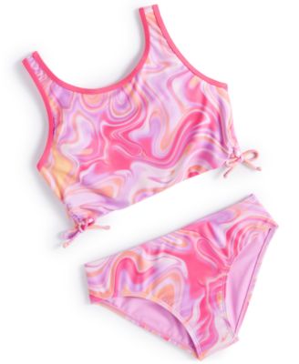 Breaking Waves - Big Girls Printed Swimsuit, 2 Piece Set