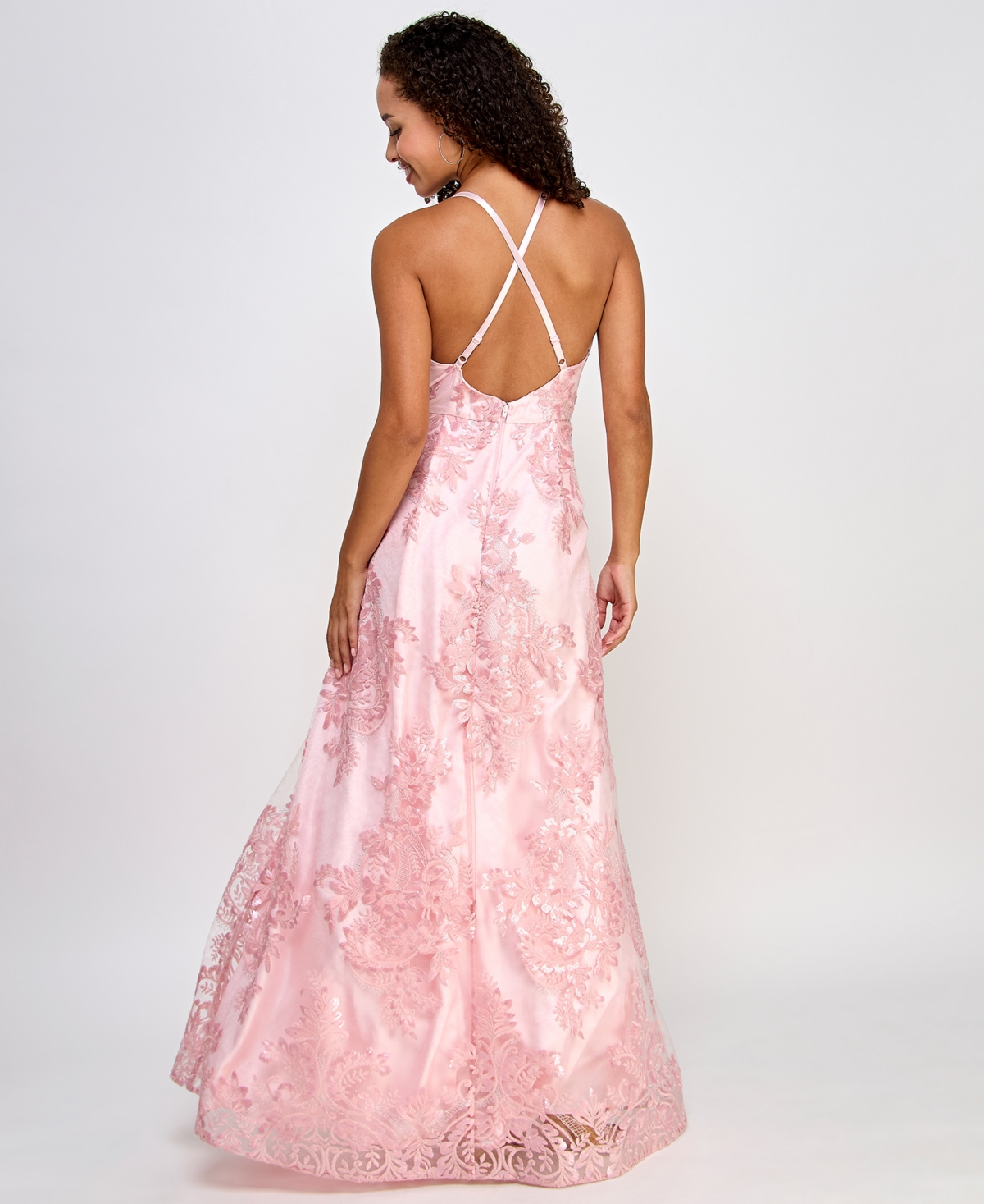 Shop Bcx Juniors' Embellished Sweetheart-neck Gown, Created For Macy's In Pink