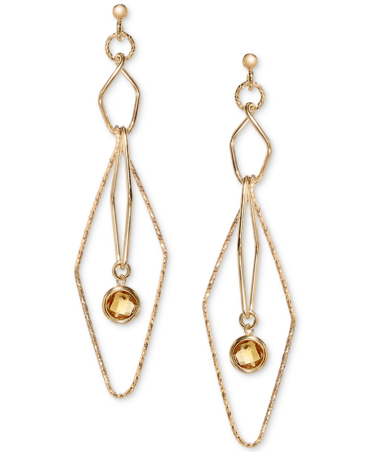 Openwork Orbital Geometric Drop Earrings (5/8 ct. t.w.) in 14k Gold-Plated Sterling Silver - Citrine