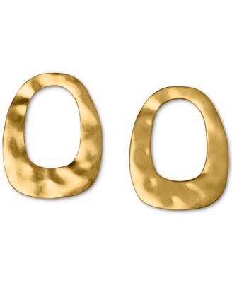 OMA THE LABEL - 18k Gold-Plated Hammered Front-Facing Hoop Earrings