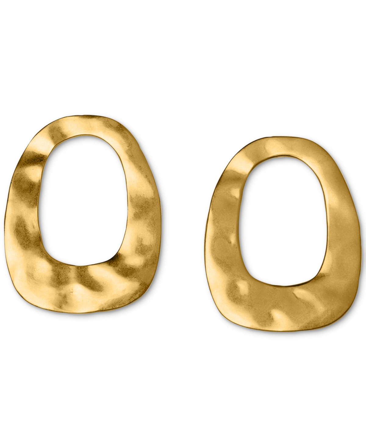 18k Gold-Plated Hammered Front-Facing Hoop Earrings - Gold Tone
