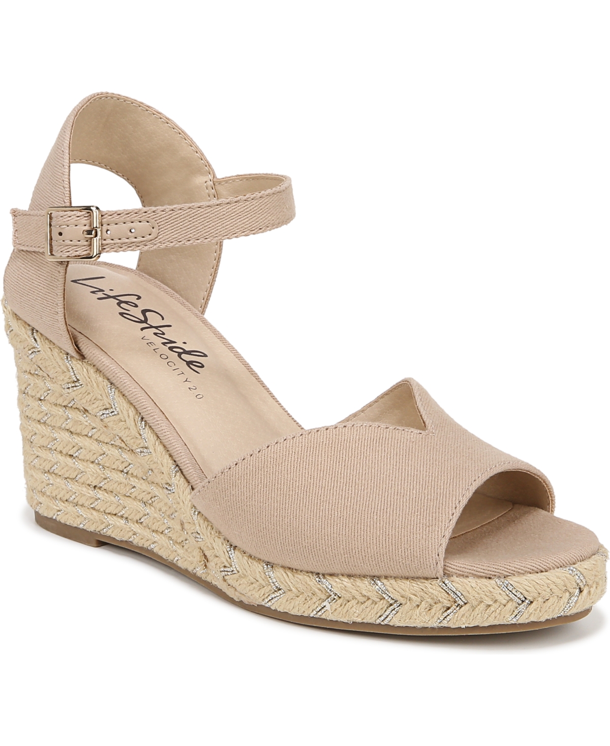 Women's Tess Espadrille Wedge Sandals - Platino Gold Faux Leather