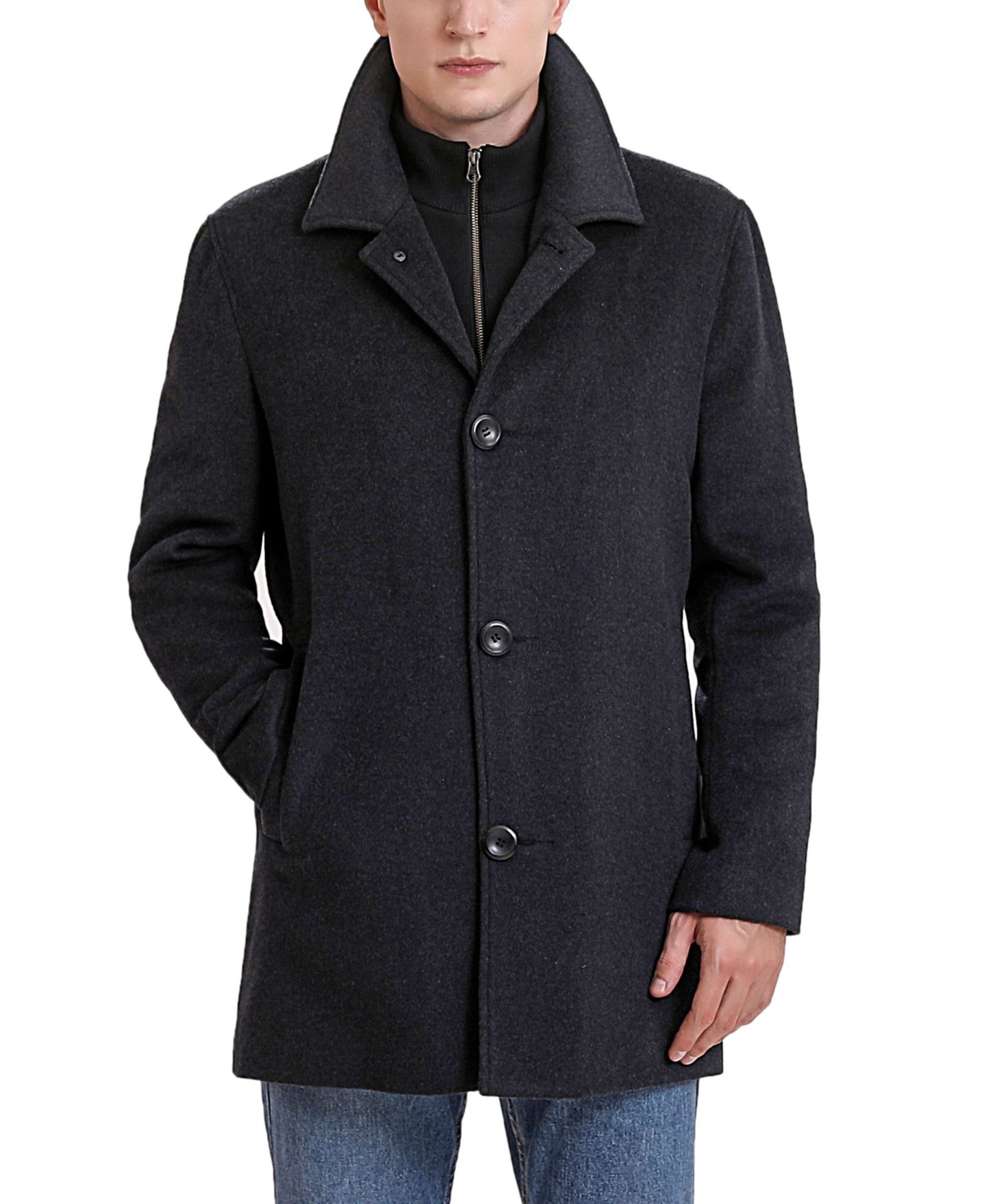Мужское пальто BGSD Men Justin Wool Blend Car Coat - Tall, цвет: Чёрный — фото 1