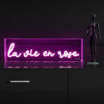 La Vie En Rose Contemporary Glam Acrylic Box USB Operated LED Neon Light