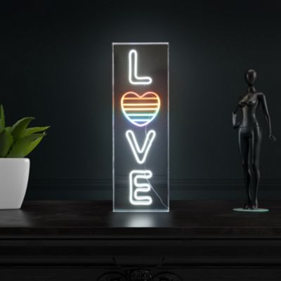 Love Contemporary Glam Acrylic Box USB Operated LED Neon Light