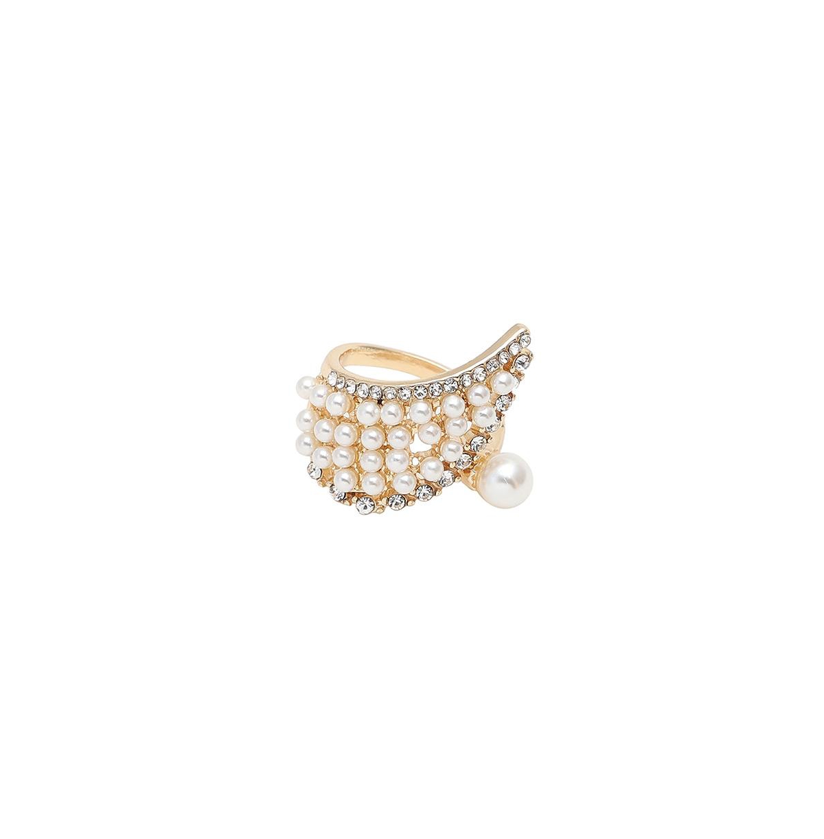 Women's White Pearl Cluster Cocktail Ring - White