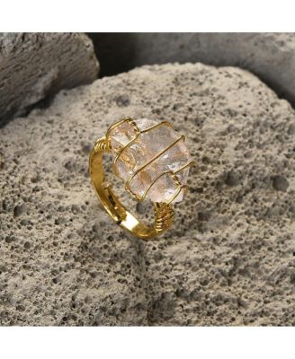 Women's White  Abstract Stone Cocktail Ring