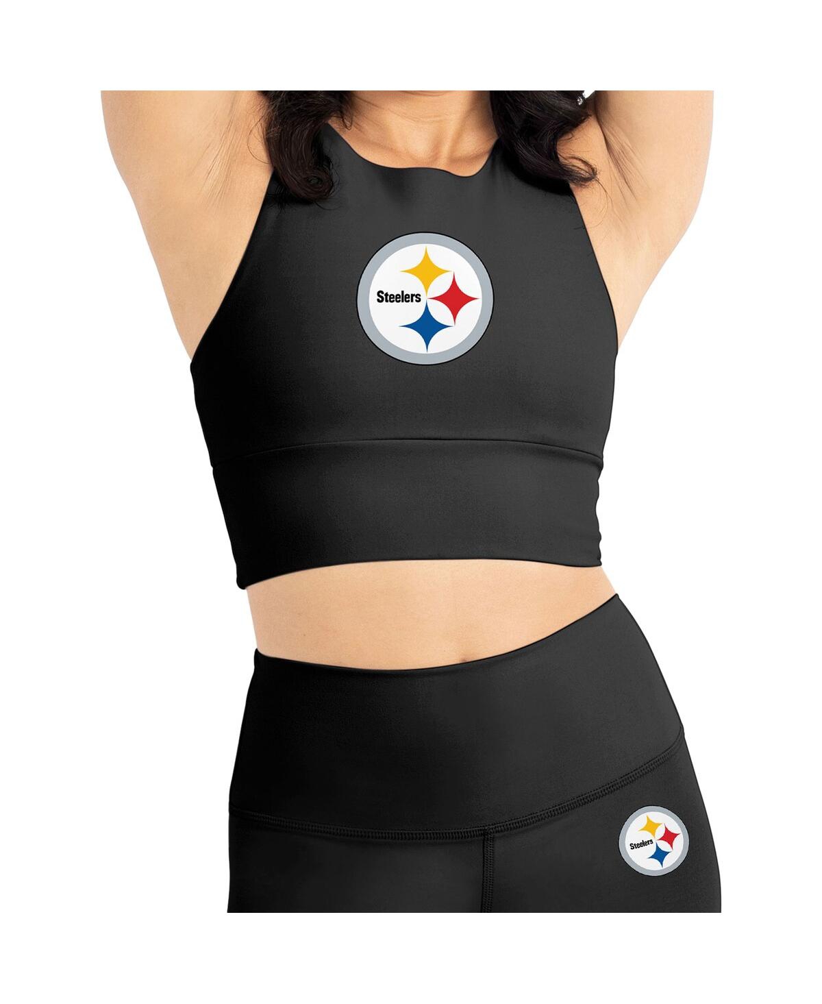 KADI BRAND WOMEN'S BLACK PITTSBURGH STEELERS LEGGINGS AND MIDI BRA SET 