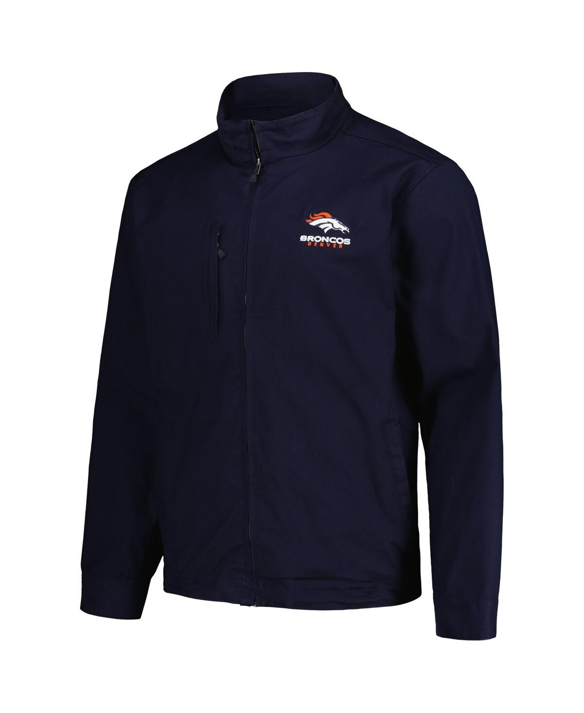 DUNBROOKE MEN'S DUNBROOKE NAVY DENVER BRONCOS JOURNEY WORKWEAR TRI-BLEND FULL-ZIP JACKET 