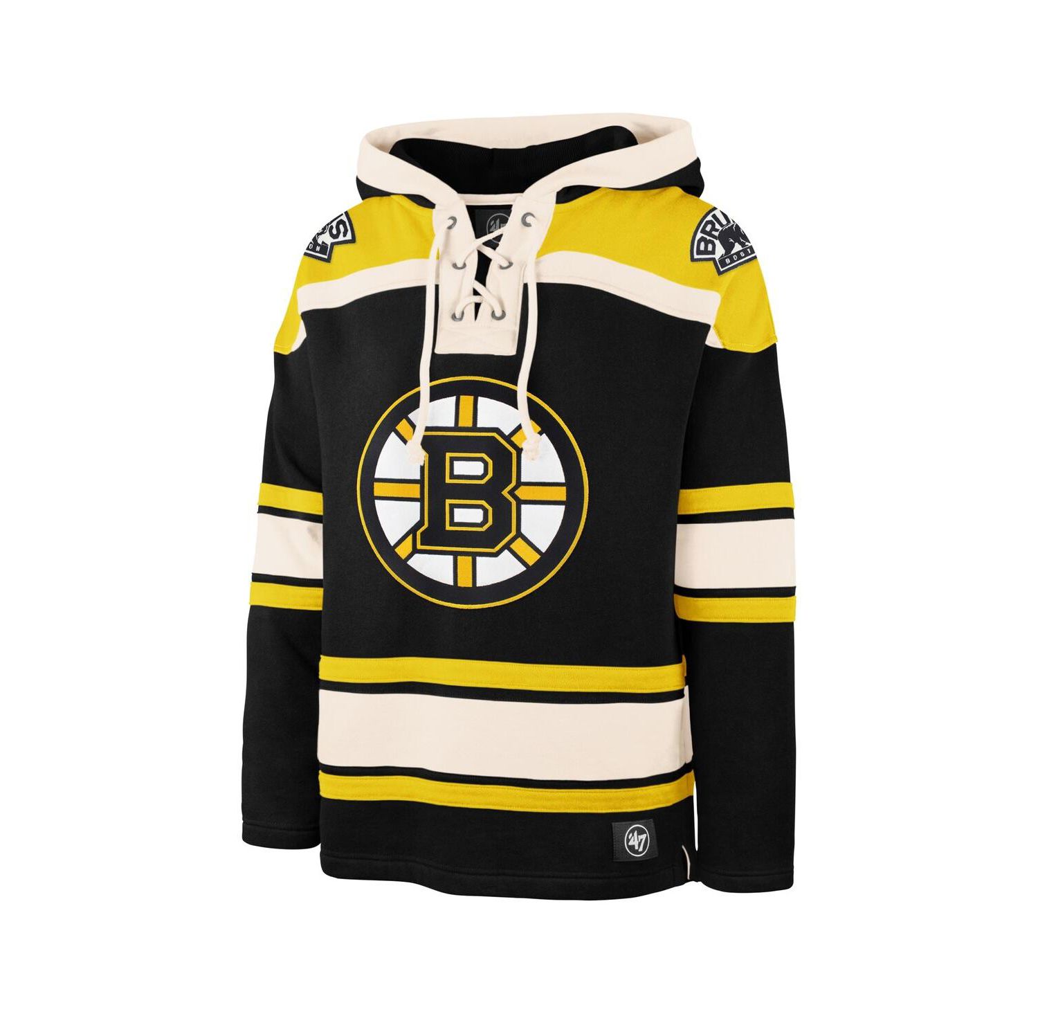 Men's Black Boston Bruins Big and Tall Superior Lacer Pullover Hoodie