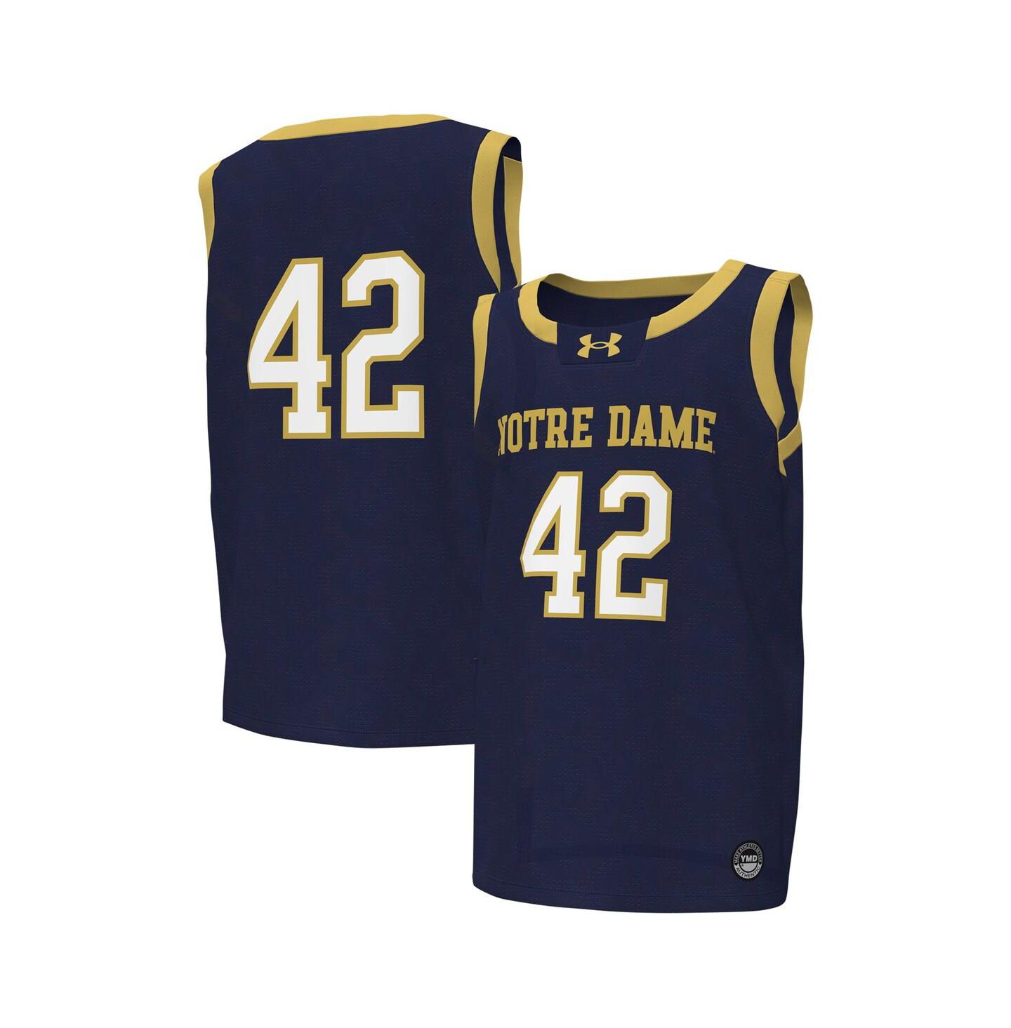 Топ Under Armour #42 Navy Notre Dame Fighting Irish Replica Basketball Jersey для мальчиков — фото 1