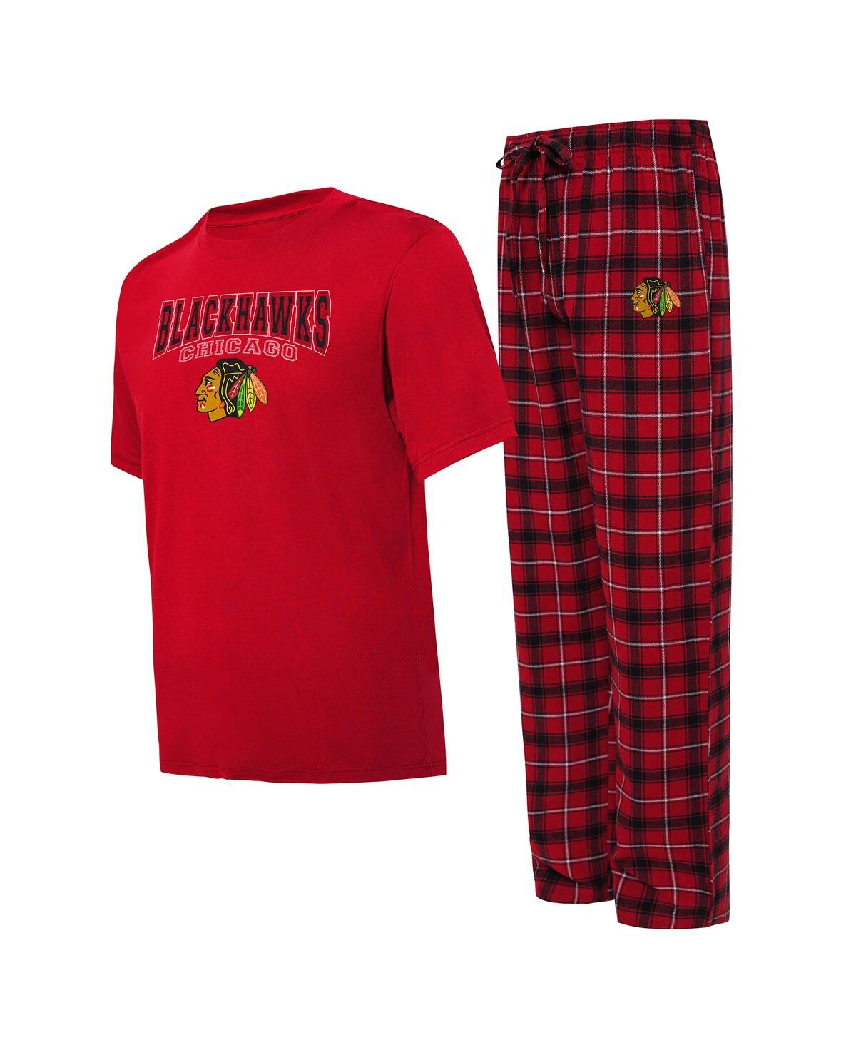 Men's Concepts Sport Red, Black Chicago Blackhawks Arctic T-shirt and Pajama Pants Sleep Set - Red, Black