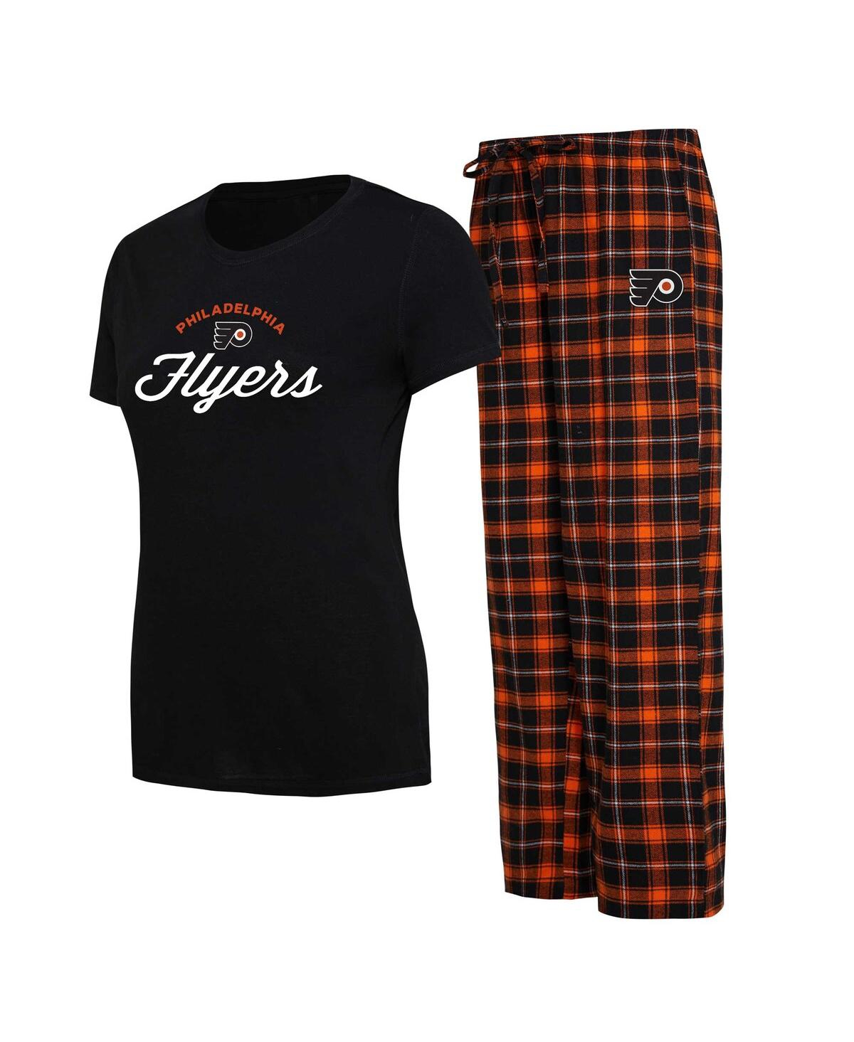 Women's Concepts Sport Black, Orange Philadelphia Flyers Arctic T-shirt and Pajama Pants Sleep Set - Black, Orange