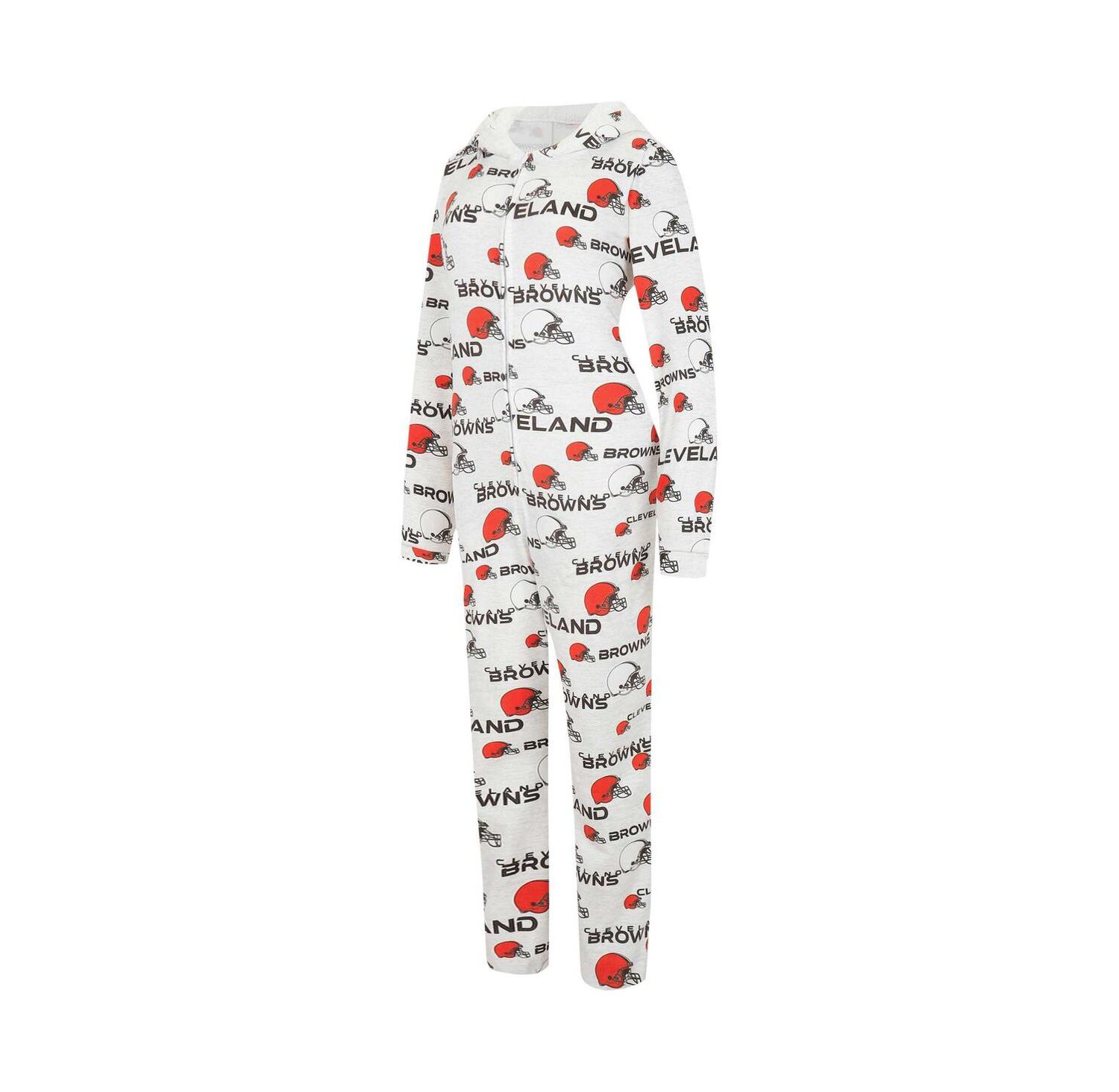 Women's Cream Cleveland Browns Docket Hoodie Full-Zip Union Suit