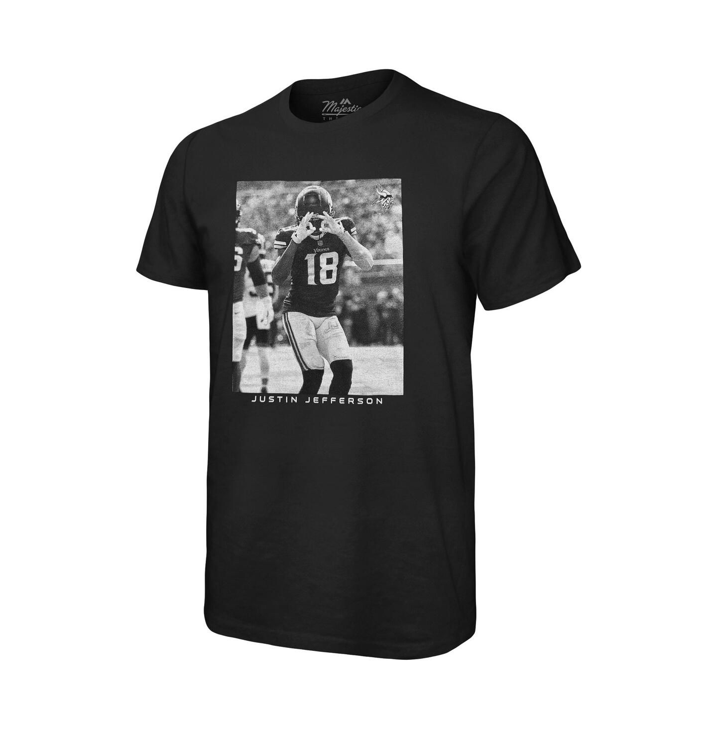 Мужская футболка Majestic Threads Justin Jefferson Black Minnesota Vikings Oversized Player Image — фото 2