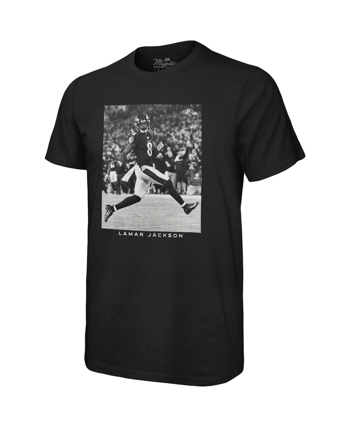 Men's Majestic Threads Lamar JacksonBaltimore Ravens Oversized Player Image T-shirt - Black
