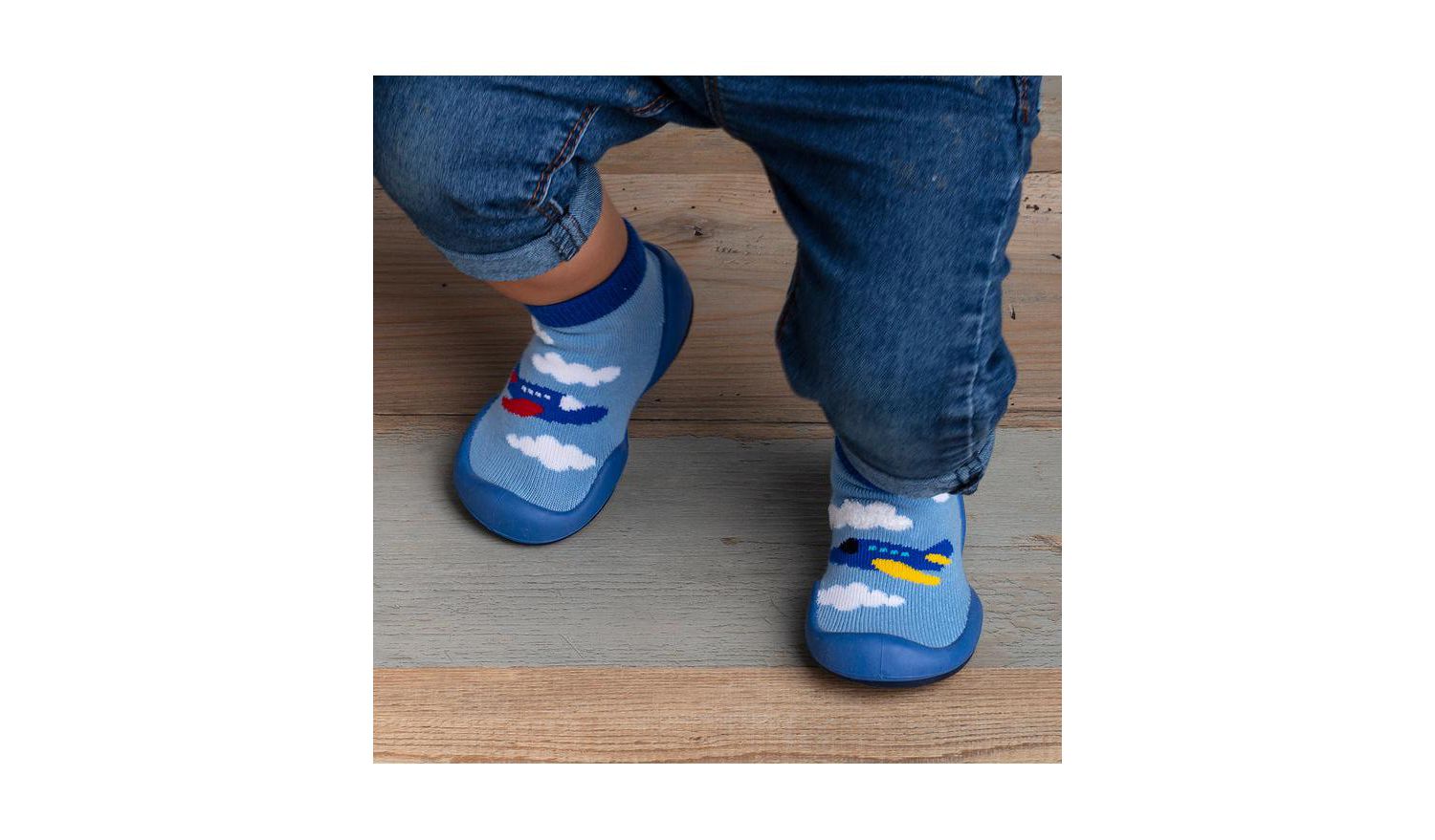 Infant Boy First Walk Sock Shoes Aeroplane
